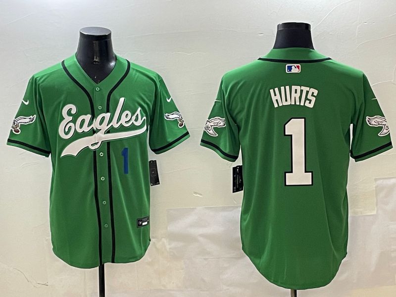 Men Philadelphia Eagles #1 Hurts Green three generations Jointly Name 2025 Nike Limited NFL Jersey style 11